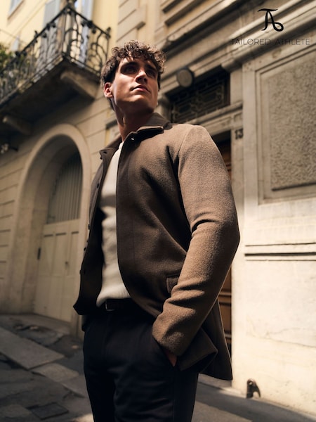 Hnědá - Regular Tailored Athlete Muscle Fit Car Coat
