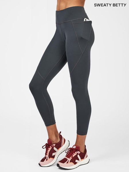 Sweaty Betty Slate Grey 7/8 Length Power 7/8 Workout Leggings (B06293) | R$ 870