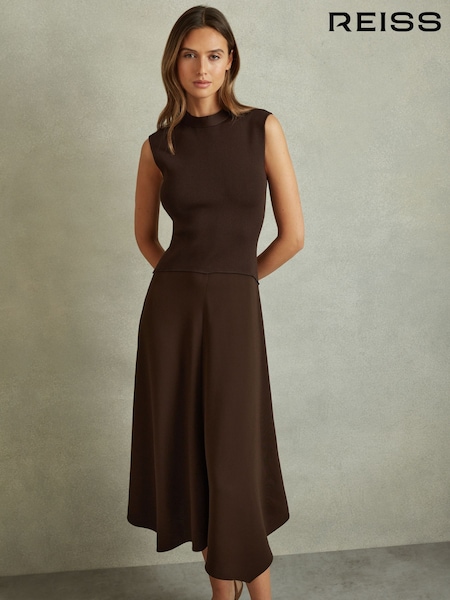 Reiss Lani Hybrid Knit Tie Back Midi Dress (B06304) | 1,881 LEI