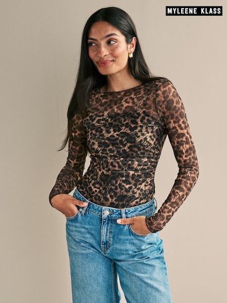 Myleene Klass Animal Print Mesh Top (B06350) | 103 LEI
