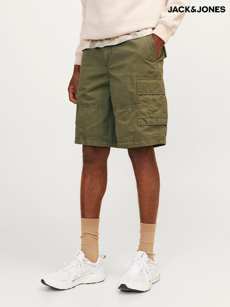 Grün - JACK & JONES 100% Cotton Cargo Utility Shorts (B06404) | 12 €