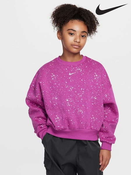 Fialová fuschiová - Nike Club Fleece Shine Boxy Crew Sweatshirt (B06430) | €58