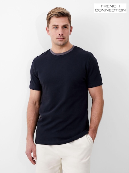French Connection Short Sleeve Crew Neck Popcorn 100% Cotton T-Shirt (B06539) | €38