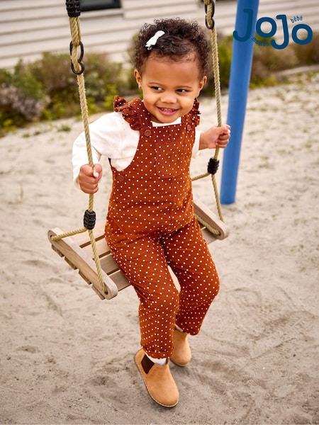 JoJo Maman Bébé Toffee Frill Co-ord Dungarees And Top Set (B06606) | €48