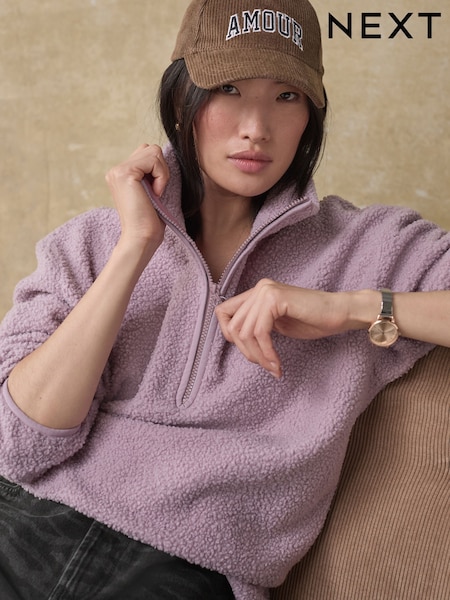 Mauve vijolična - Teddy Borg Cosy Longline Quarter Zip Fleece (B06632) | € 32