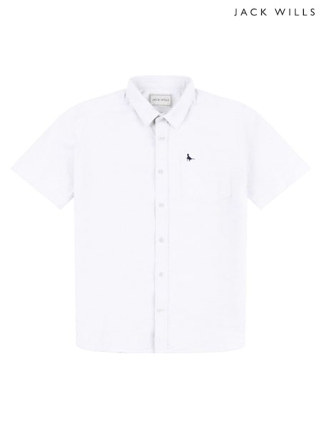 Jack Wills White Boys Short Sleeve Oxford Shirt (B06649) | $77 - $93