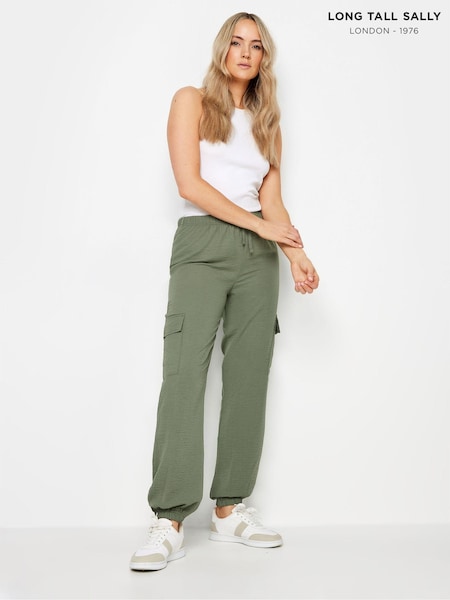 Verde - Long Tall Sally crep cu manșete Pantaloni tip cargo Pantaloni de sport (B06663) | 177 LEI