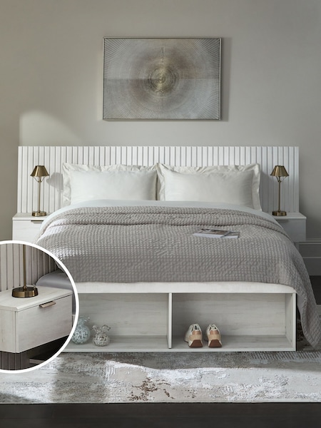 White Oak Effect Bronx Wooden Hotel Bed Frame with Platform Storage and Bedside Tables (B06753) | €1,425 - €1,550