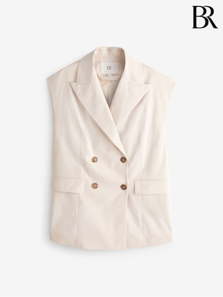 Banana Republic Cream Linen Double-Breasted Waistcoat (B06760) | €74
