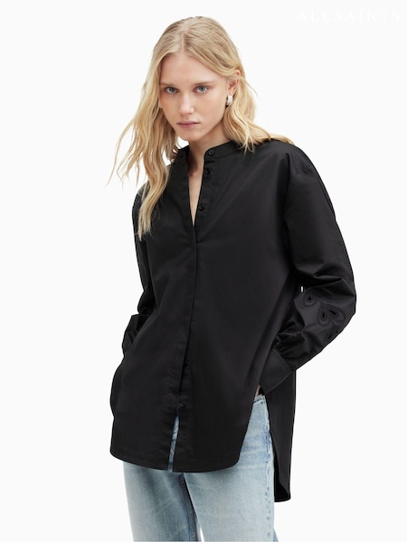AllSaints Black Marcie 100% Cotton Shirt (B06782) | €95