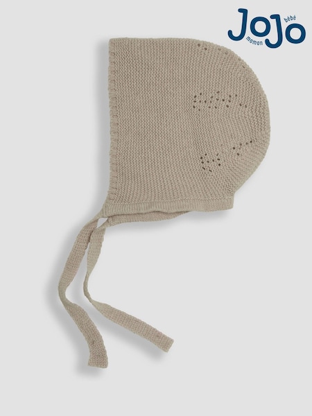 JoJo Maman Bébé Natural Knitted Baby Bonnet (B06922) | €20