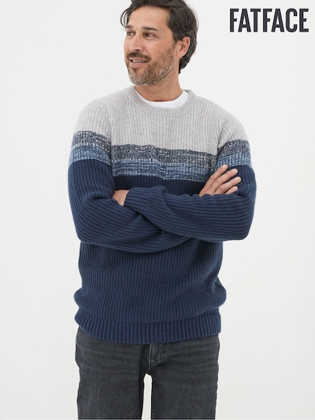 FatFace Hinton Navy Chest Stripe Crew Neck Jumper (B07001) | €46