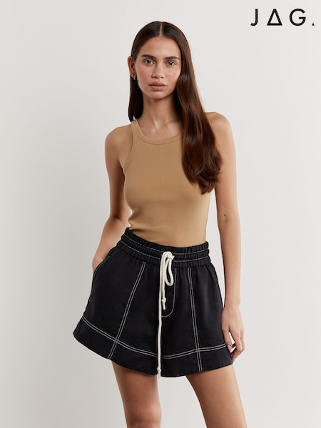 أسود - Jag Gigi Linen Pull On Shorts