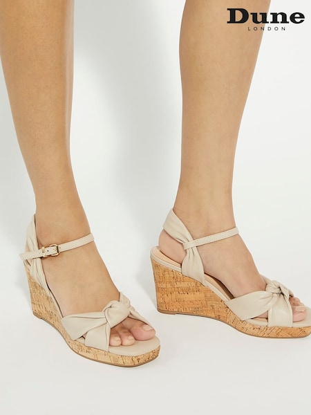 Dune London Cream Kaino Knotted Wedges (B07073) | €126