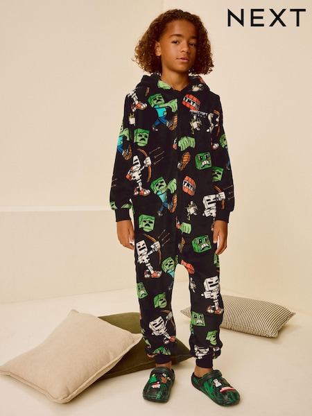 Black/Green Minecraft Fleece All-In-One (5-14yrs) (B07297) | €39 - €45