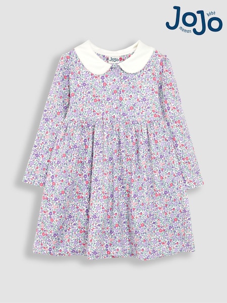 JoJo Maman Bébé Lilac Purple Ditsy Floral Peter Pan Dress (B07384) | €39