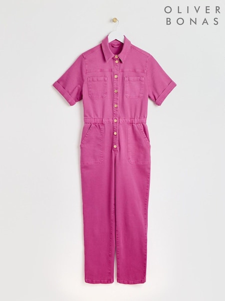 Oliver Bonas Pink Denim Short Sleeve Jumpsuit (B07407) | €60
