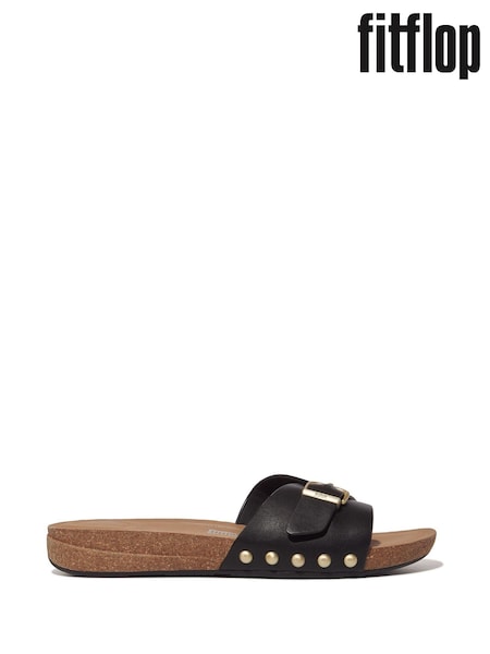FitFlop IQushion Adjustable Buckle Leather Slides (B07730) | €113