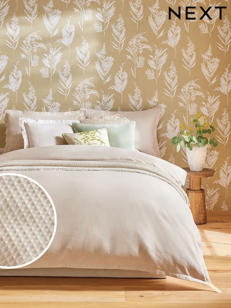 Natural Waffle Duvet Cover and Pillowcase Set (B07751) | €39 - €72