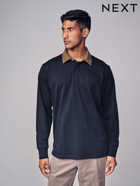 Navy Blue Long Sleeve Rugby Shirt (B07890) | €10