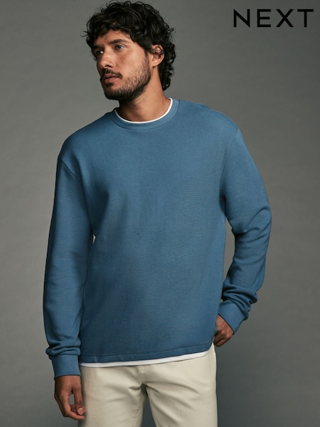 Blue Texture Long Sleeve Mock Layer Jumper (B07907) | R$ 240