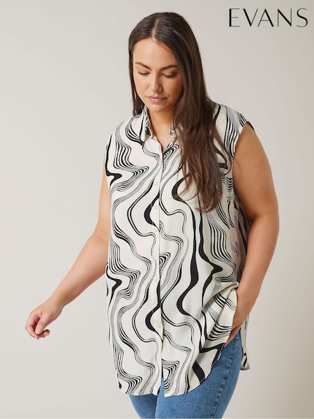 Evans Curve Abstract Print White Tunic (B10207) | 121 LEI