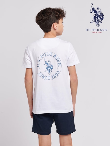 U.S. Polo Assn. White Back Print Boys 100% Cotton T-Shirt (B10404) | 70 zł - 86 zł