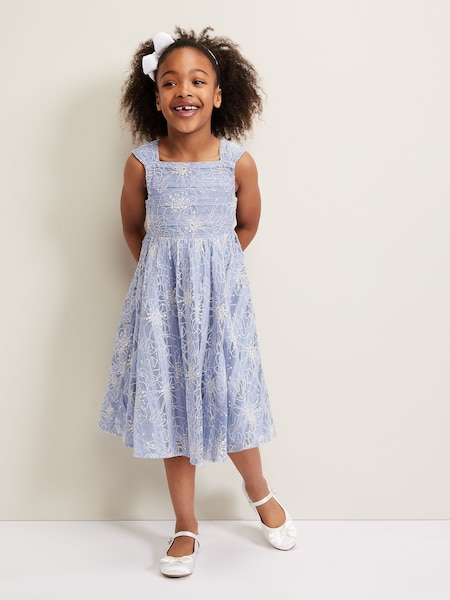 Phase Eight Blue Amelia Embroidered Dress (B10467) | AED230