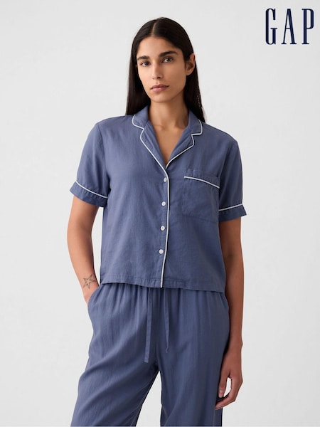 Gap Blue Linen-Blend Pyjama Shirt (B10469) | €17