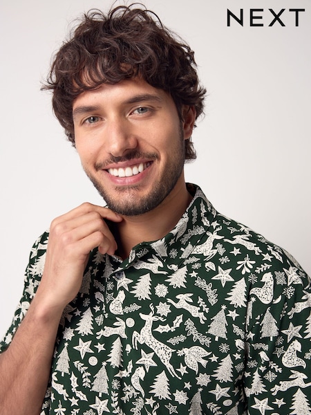 Green/White Christmas Print Polo Shirt (B10559) | € 6
