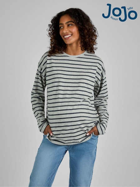 Grau - Jojo Maman Bébé Streifen Long Sleeve Boyfriend Umstandsmode T-Shirt (B10561) | 31 €