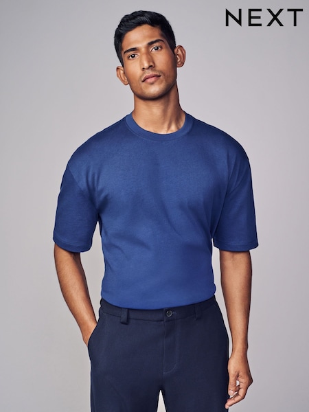 Cobalt Blue Relaxed Fit Heavyweight T-Shirt (B10594) | €18