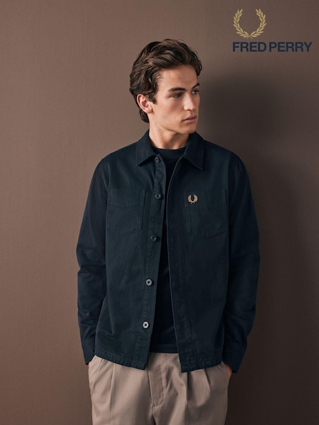 Fred Perry Navy 100% Cotton Twill Overshirt (B10609) | €95