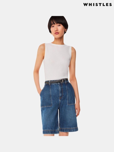Whistles Blue 100% Cotton Raya Longline Denim Shorts (B10650) | €49