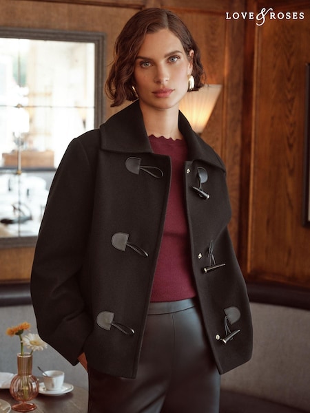 Love & Roses Short Collar Duffle Coat (B10656) | ‏281 د.إ.‏