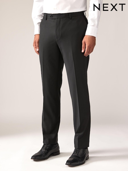 Black Tailored Fit Wool Blend Motionflex Suit Trousers (B10704) | 322 QAR