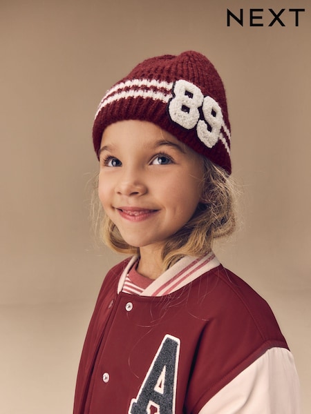 Burgundy Red Collegic Beanie Hat (3mths-16yrs) (B10759) | 21 QAR - 32 QAR