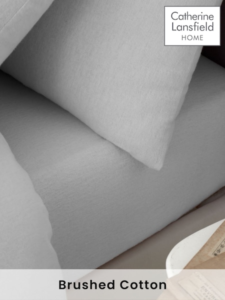 Catherine Lansfield Grey 100% Cotton Fitted Sheet (B10762) | €16 - €27
