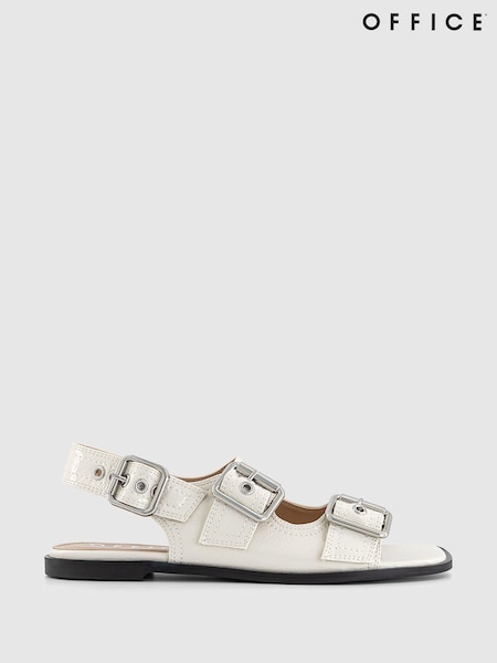 Office White Stealth Double Buckle Contrast Stitch Sandals (B10927) | €16