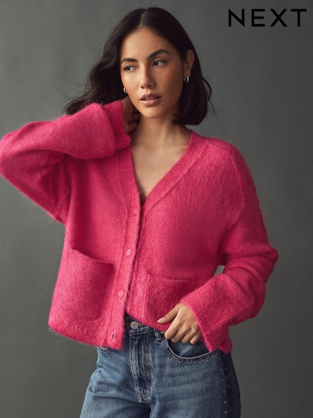 Pink Button Front Soft Touch Knitted Cardigan with Alpaca (B11017) | R$ 860