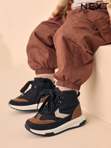Black Water Repellant Zip Walker Boots (B11044) | AED85 - AED103