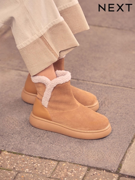 Tan Brown Suede Forever Comfort® Faux Fur Lined Ankle Boots (B11110) | €21.50