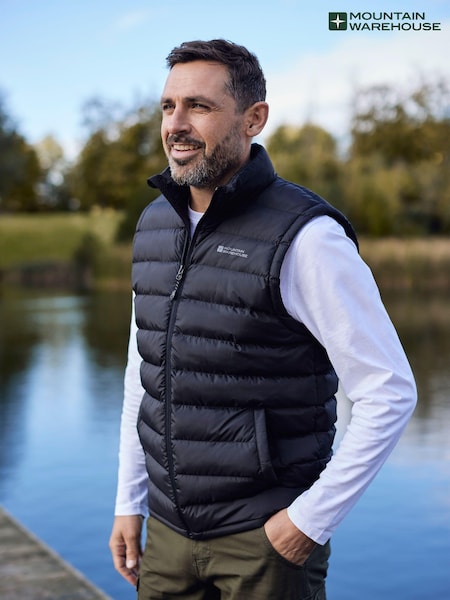 Mountain Warehouse Black Seasons II Mens Water Resistant Padded Gilet (B11164) | ₪201