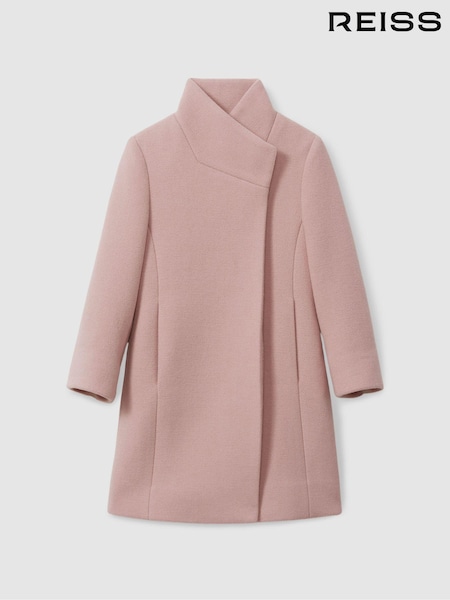 Reiss Pink Kia 13-14 yrs Wool Blend Funnel Neck Coat (B11169) | AED922