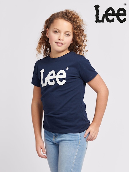 Albastru - Tricou grafic Lee pentru fete, cu croiala normală (B11224) | 93 LEI - 114 LEI