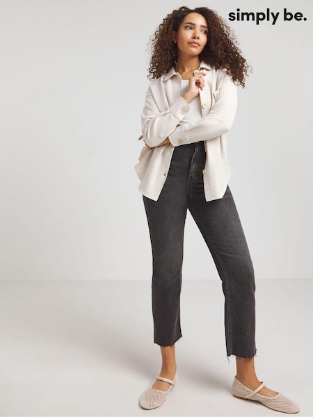 Simply Be Oatmeal Marl Jersey Shacket (B11279) | AED175