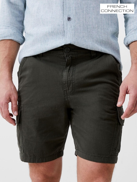 French Connection Green Ripstop 100% Cotton Cargo Shorts (B11311) | ₪246