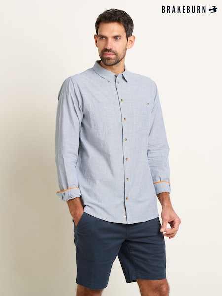 Brakeburn Blue 100% Cotton Stripe Long Sleeve Shirt (B11360) | €26