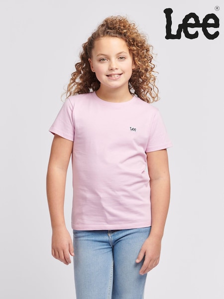 Розовый - Lee Girls Regular Fit 100% Cotton Badge T-Shirt (B11378) | €26 - €32
