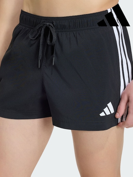 Preto - Regular Adidas 3 Stripes Swim Shorts